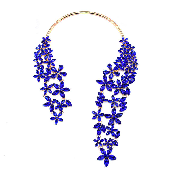 S Crystal Flower Wrap Necklace