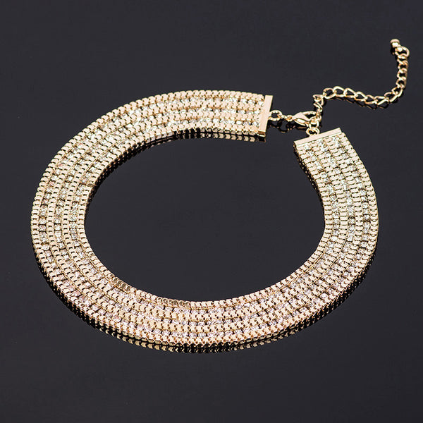 CZ Gold Bib Necklace- Save Up to 40%